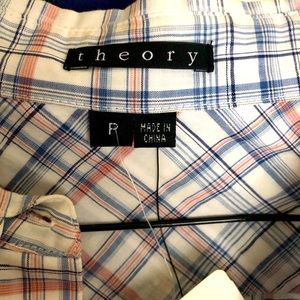 Theory cotton small check blouse size P new